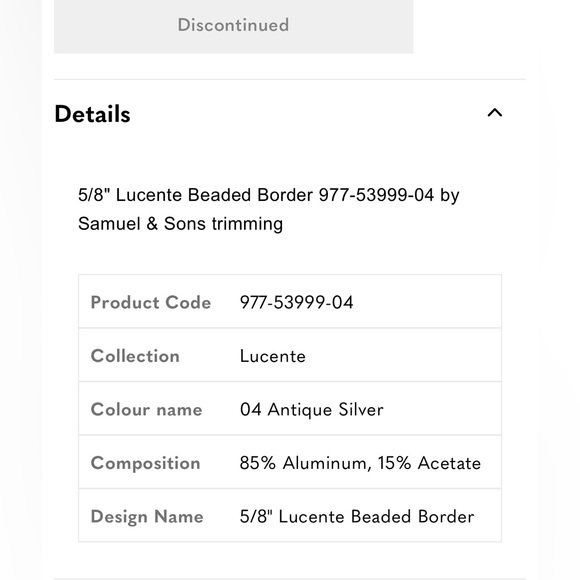 Samuel & Sons 5/8” Lucente Beaded Border In Antique Silver 977-53999-04 (26 Ft) - Picture 7 of 7